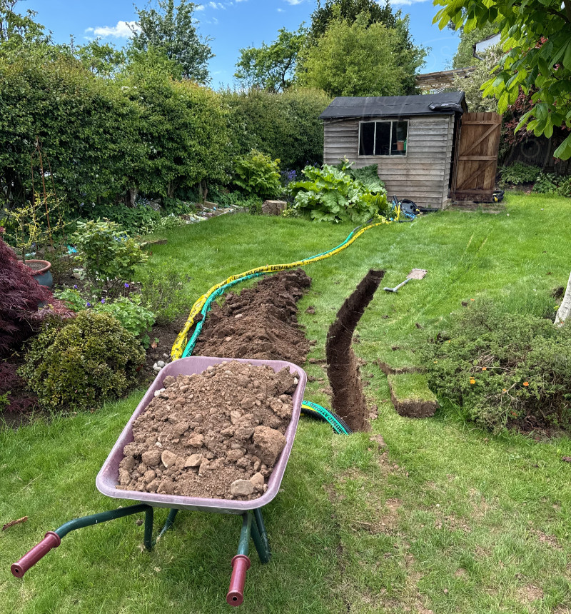 Part way through the last run of trench digging, tantalisingly close to the end.